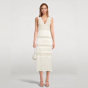 PatBO Plunging Fringe Midi Dress
